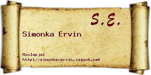 Simonka Ervin névjegykártya